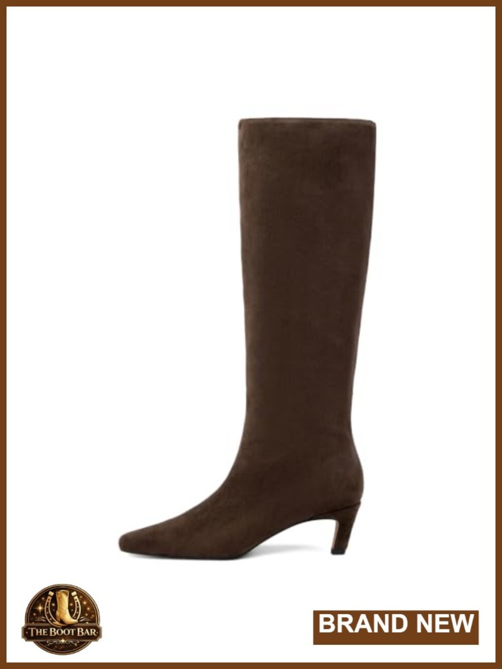 Faux Suede Knee High Kitten Heel Square Toe Tall Boots Women's